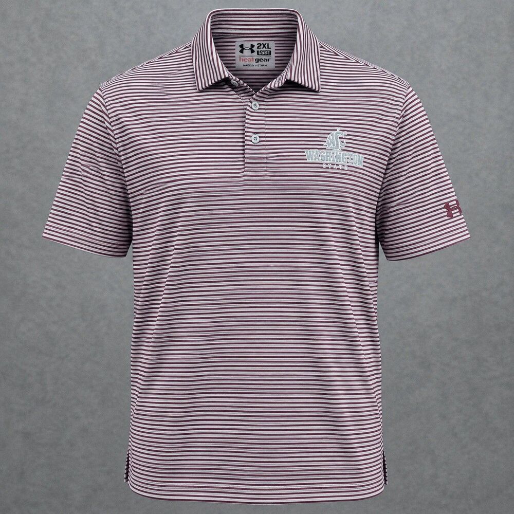Under Armour Washington State Cougars Polo Shirt Mens 2XL Loose HeatGear Striped